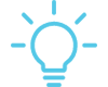 Icon of a lightbulb with shine lines reaching outward