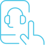 Icon for a mobile device with support and finger about to tap